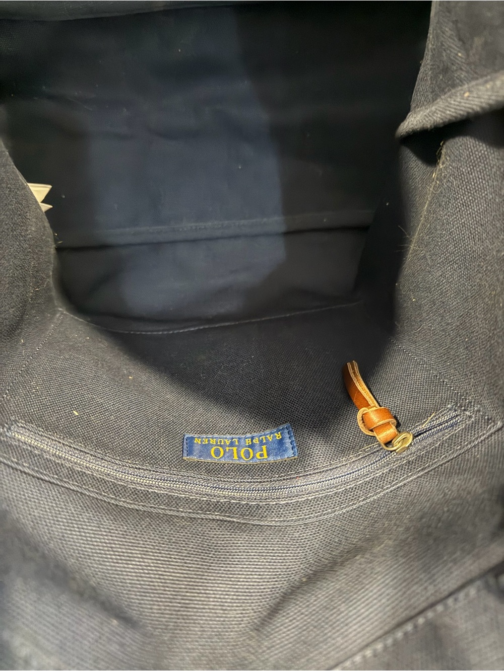 Polo by Ralph Lauren XL Navy Blue Canvas Tote with Script Logo - Picture 6 of 6